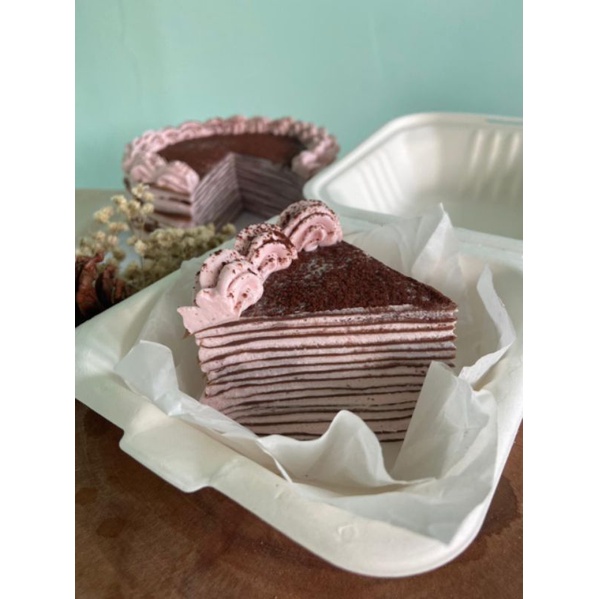 

Raspberry chocolate millecrepes cake