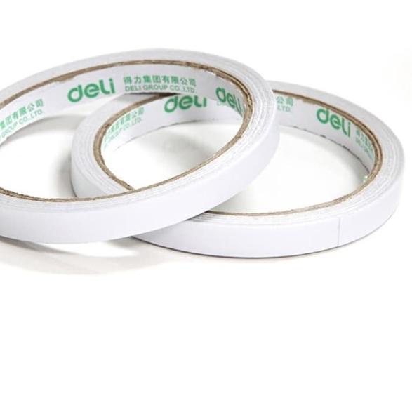 

☉ Deli double tape kertas tissue ukuran 9-24mmx10Yx80um, 12-32 roll/pack - 9mmx32pcs ◌