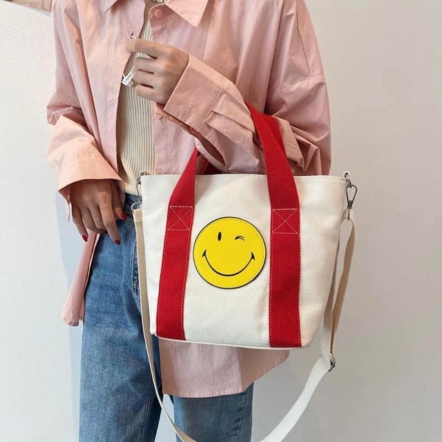 Tas Smiley Canvas/kanvas Tote Bag Import