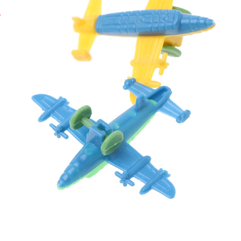 Mary 10pcs Mini Plastik Bomber Plane Pesawat Tempur Model Mainan Militer Hadiah Anak