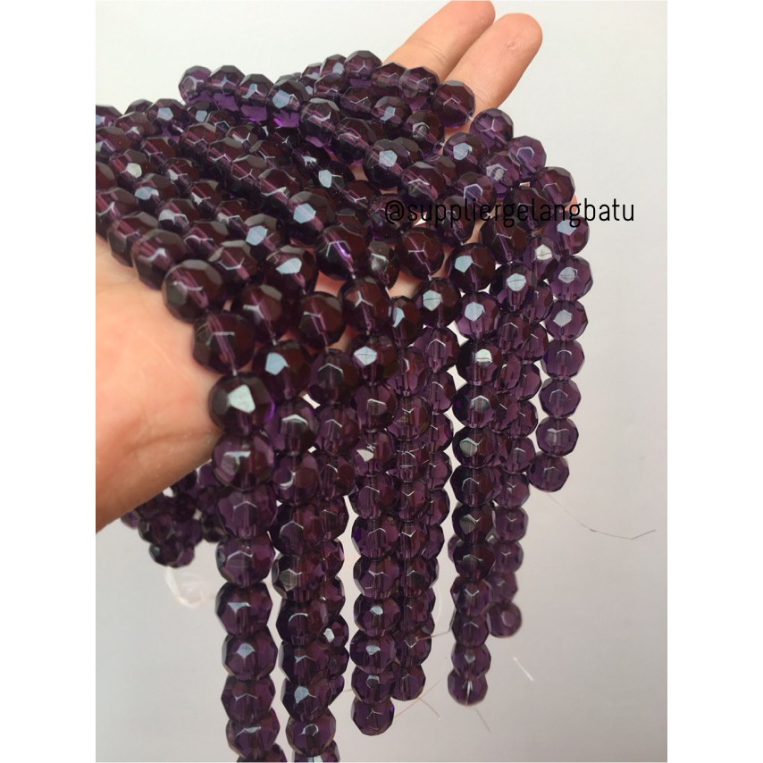 kristal bola dunia cutting 10mm UNGU ceko bulat craft manik beading fashionita pria wanita aksesoris