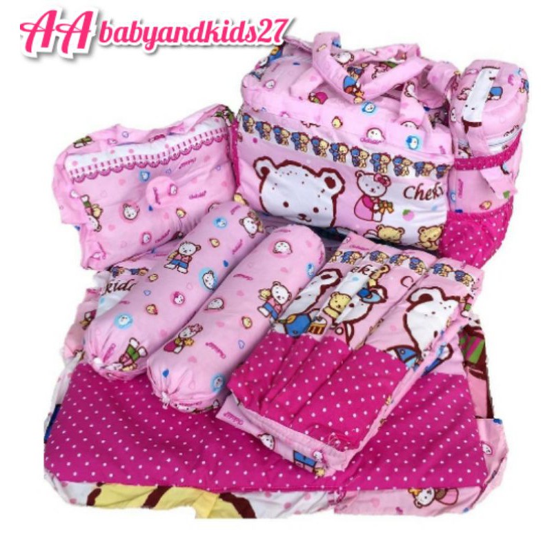 PAKET KOMPLIT TAS BOTOL GENDONGAN ALAS TIDUR DAN BANTAL GULING CHEKIDDO-GIFT SET 4 IN 1 CHEKIDDO