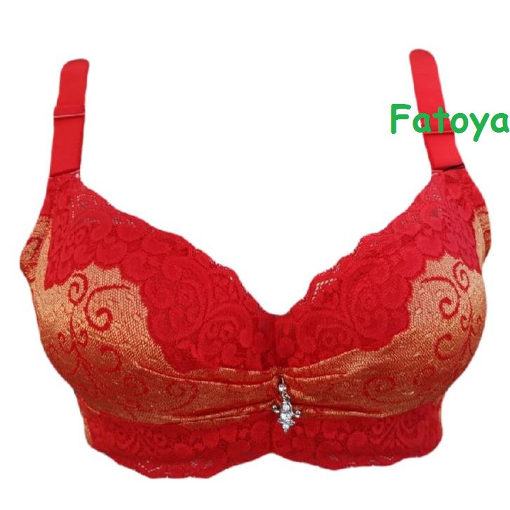 Bra Brukat Busa Tebal Tanpa Kawat Penekan Lemak