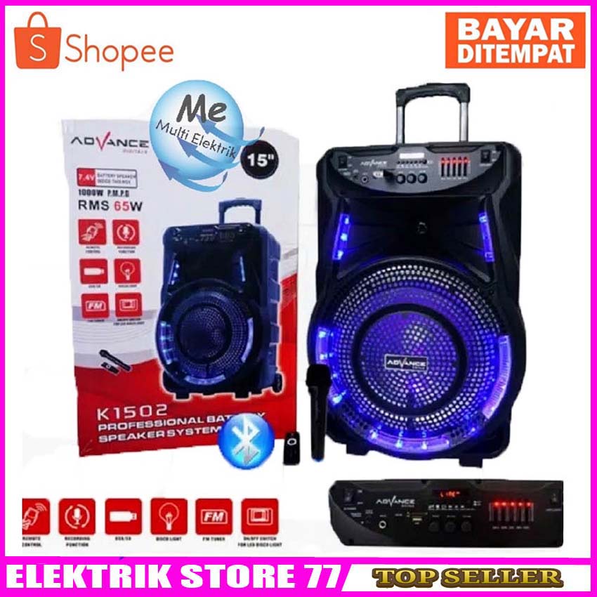 SPEAKER PORTABLE MEETING ADVANCE K1502 / K 1502 BLUETOTH FREE MIC WIRELESS FIKTUR KOMPLIT