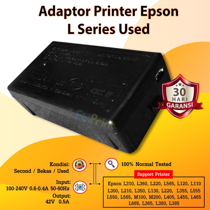 Adaptor Power Supply Epson L365 L310 L360 L220 L120 L110 L300 L210 L350 L130 L220 L355 Original New