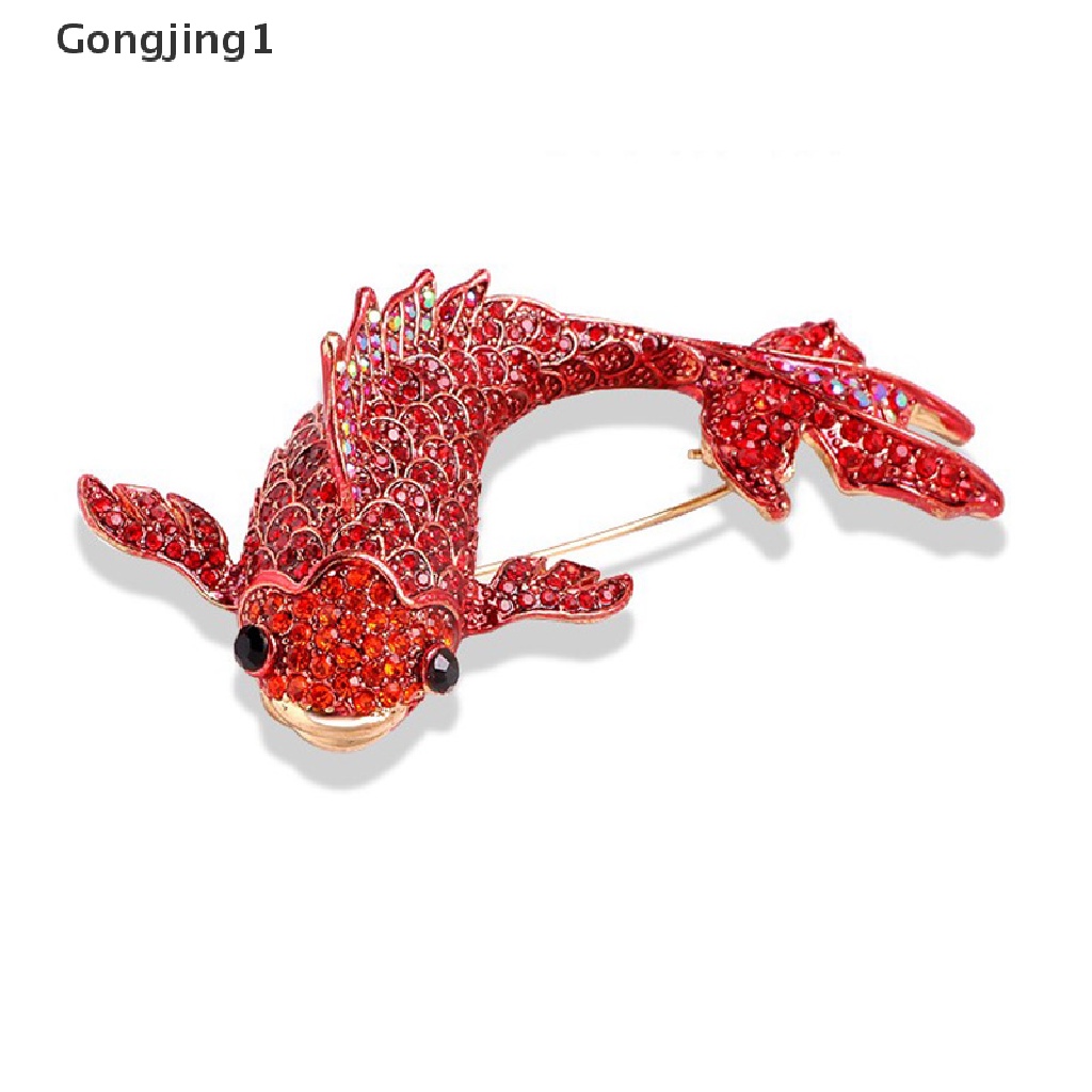 Gongjing1 1pc Bros Pin Enamel Ikan Mas Merah Besar Aksesoris Wanita