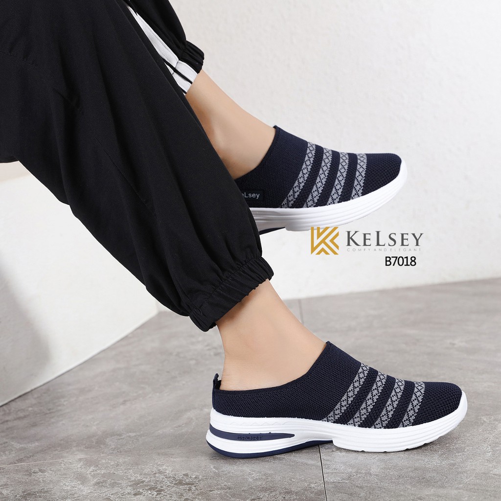 Kelsey Sandal FlyKnit Wedges 4cm Selop Wanita B7018