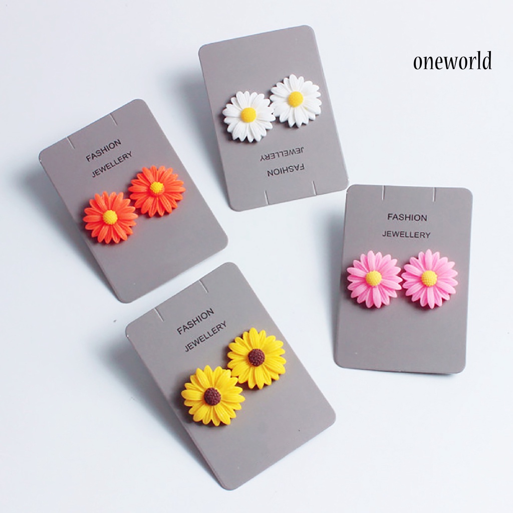 OW@ Ear Stud Cute Beautiful Plastic Sun Flower  Earrings for Women