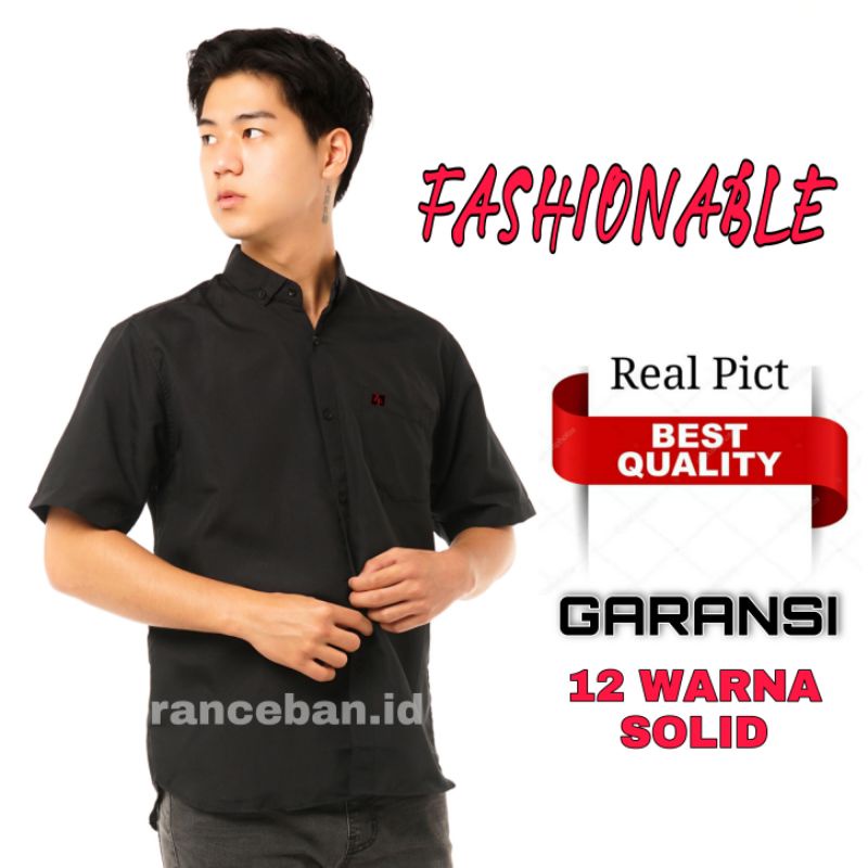 Kemeja Pria Hitam Polos Lengan Pendek Hem Hitam Polos Pria Baju Kemeja Hitam Pria