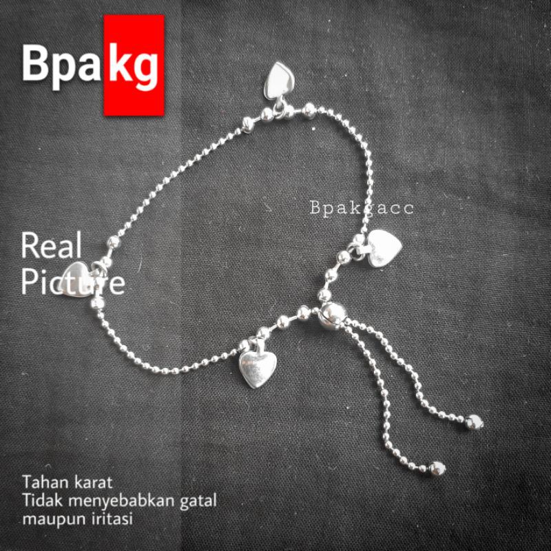 Gelang tangan serut # Gelang tangan monel besi putih asli anti karat cewek cantik silver Makassar