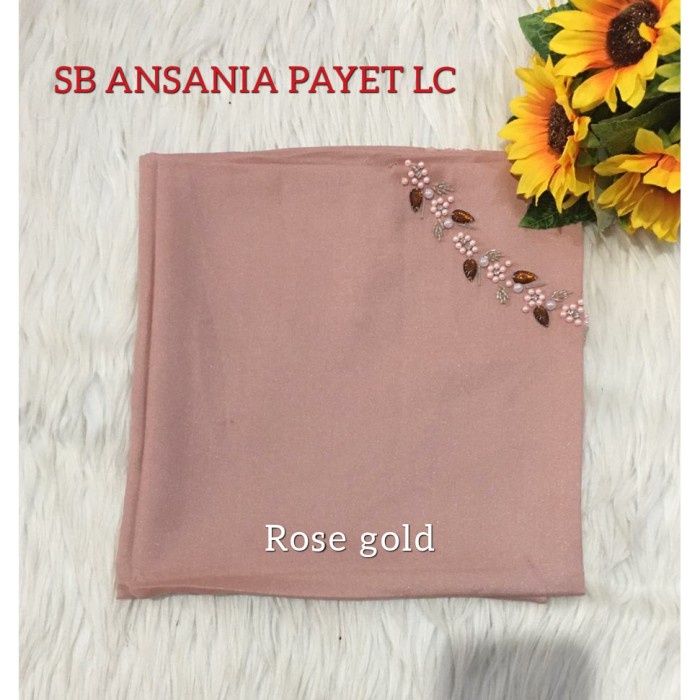 JM PAYET ANSANIA SHINAR LASER CUT Hijab Pesta Acara Glamour Gliter Hijab - ROSE GOLD
