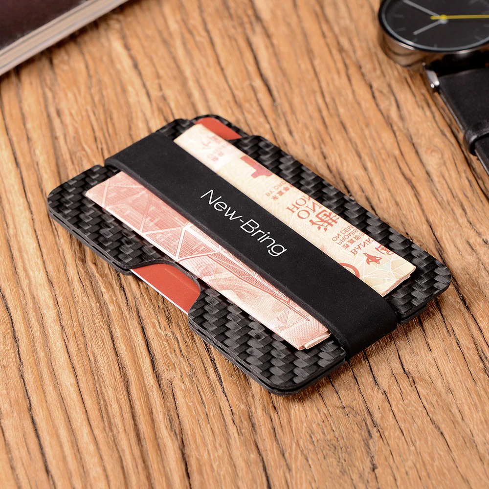 Dompet Uang Klip Pemegang Kartu Kredit Compact Carbon Fiber Mini Klip Uang Kartu Kredit Lengan Pemegang ID Dengan Dompet Kartu Anti-Pencurian RFID