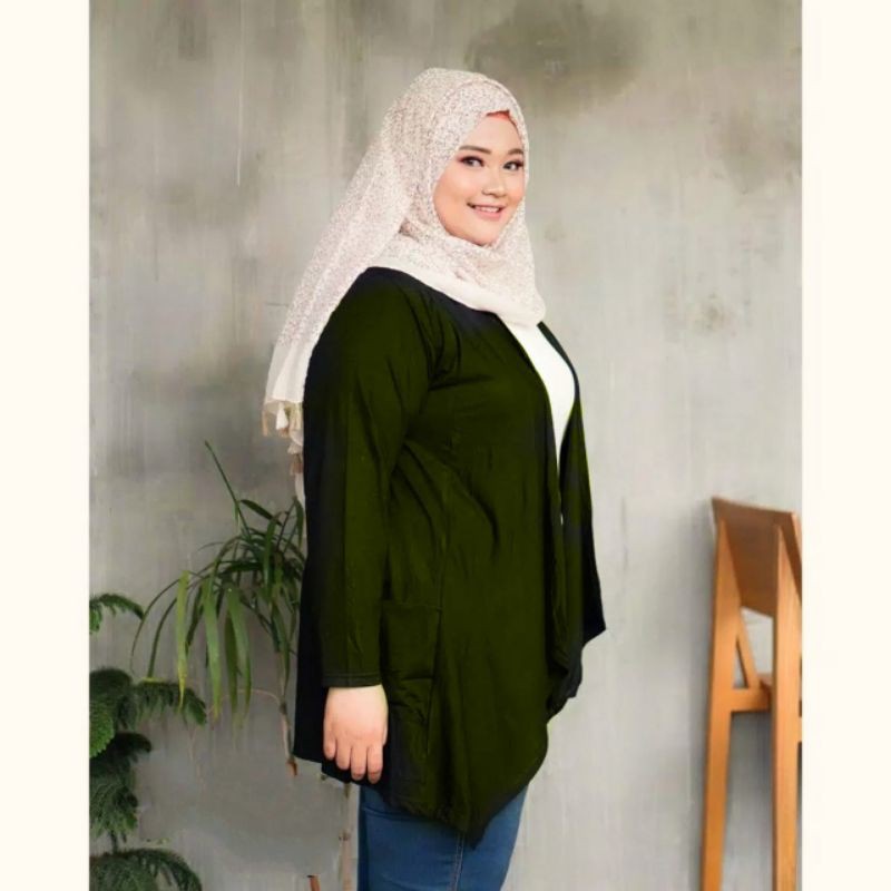 (LD 110 - 140cm) L-XXXL BIGSIZE CARDIGAN JUMBO OUTERWEAR CARDIGAN SPANDEX-2