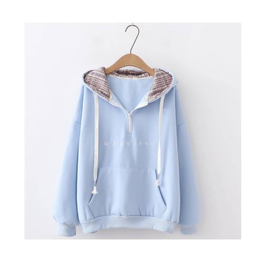 HOODIE WANITA . WHATEVER HOODIE . SWEATER WANITA . SWEATER MURAH . HIJAB OUTFIT . KOREAN STYLE-2