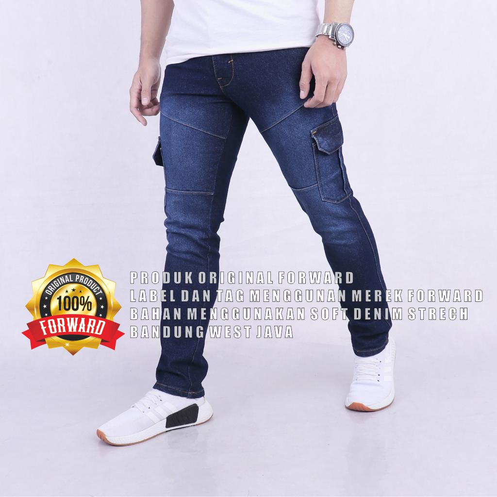 Forward System Celana Cargo Pants Pria Jeans Reguler Loose fit Standard Denim Washed  FORWARDSHOP