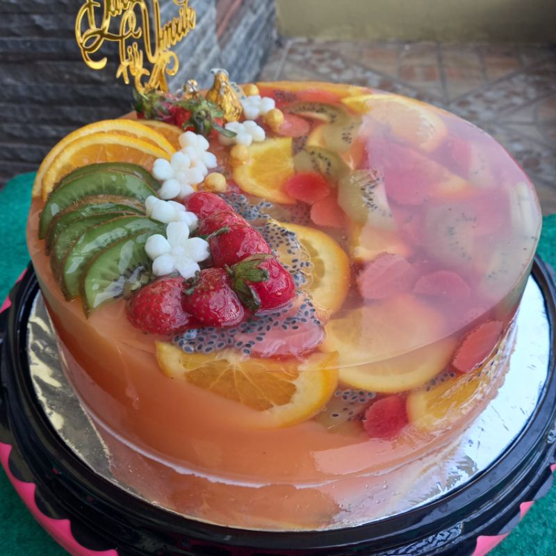 

Puding Buah Hias Double Fruity by Puding Cantik 20 cm dan 24 cm inc fla