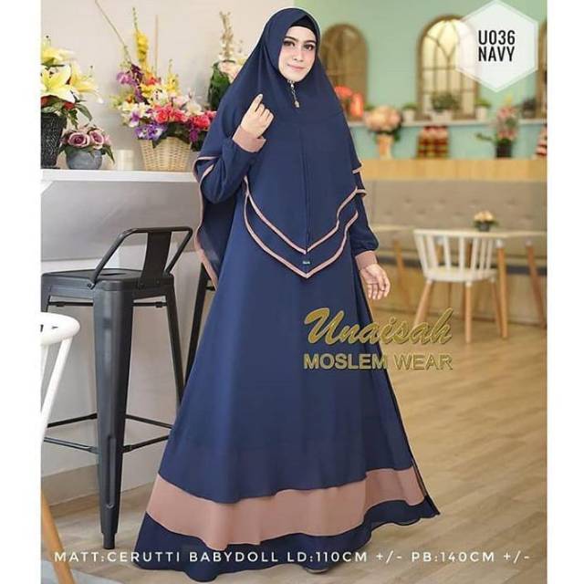 Baju Gamis Syari Unaisah Fashion Muslim Wanita Bv