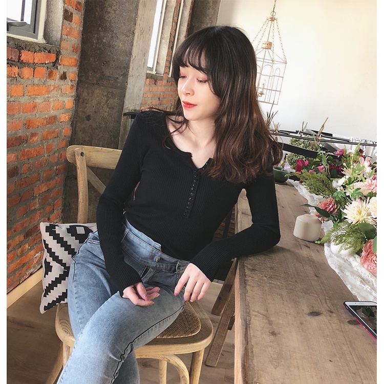 XIAOZHAINV Knit Switer Oversize Wanita Crop Top Lengan Panjang Korean Style