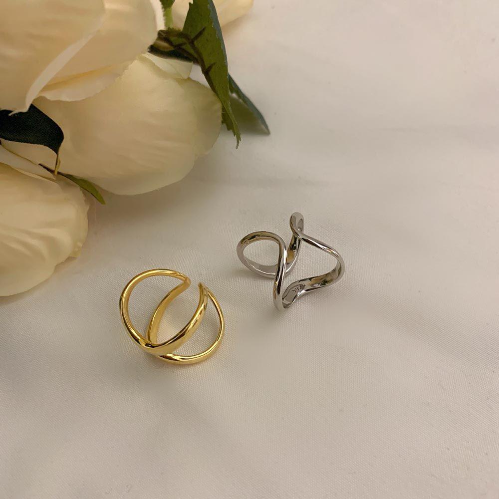 Mxbeauty Wanita Pembukaan Cincin Punk Hadiah Untuk Gadis Cincin Ganda Temperamen Vintage Tidak Teratur Rings