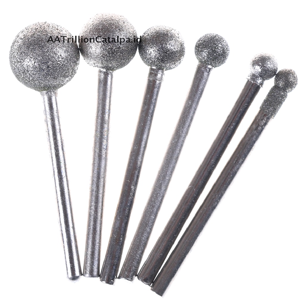 (AATrillionCatalpa) 6pcs Roda Gerinda Diamond Bulat 3mm Untuk Rotary Tool