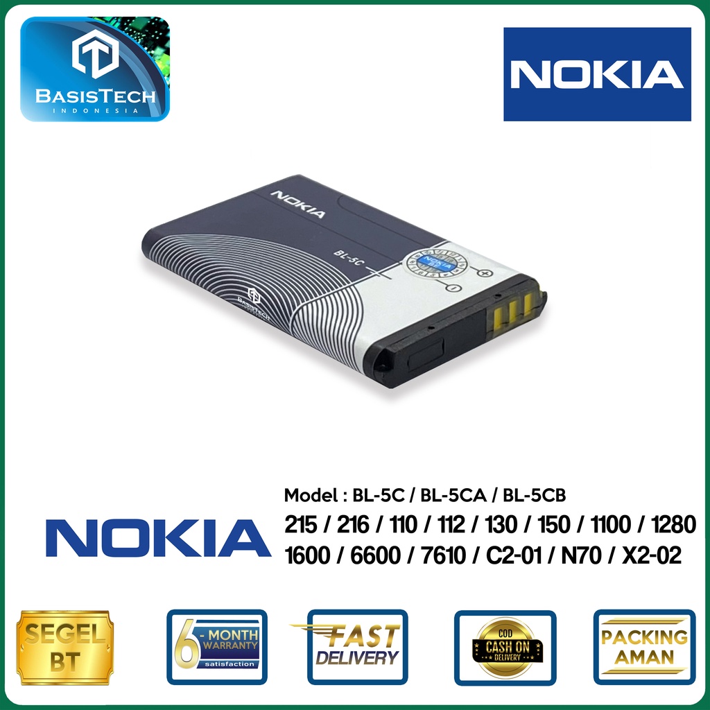 BATERAI NOKIA BL-5C - BL-5CA - BL-5CB - 1100 1280 1600 6600 7610 N70 X2-02 - ORI99 BEST QUALITY