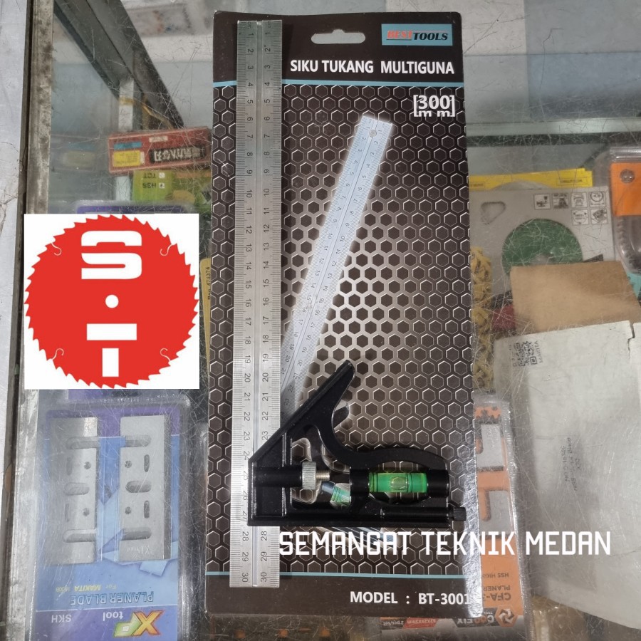 

PENGGARIS SIKU TUKANG COMBINATION SQUARE BESI WATERPASS 30cm BESTTOOLS