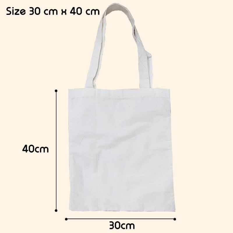 Tas Tote Bag Polos Kain Blacu 30 x 40 Katun Tebal Tas Wanita Tas Souvenir Custom Goodiebag Grosir