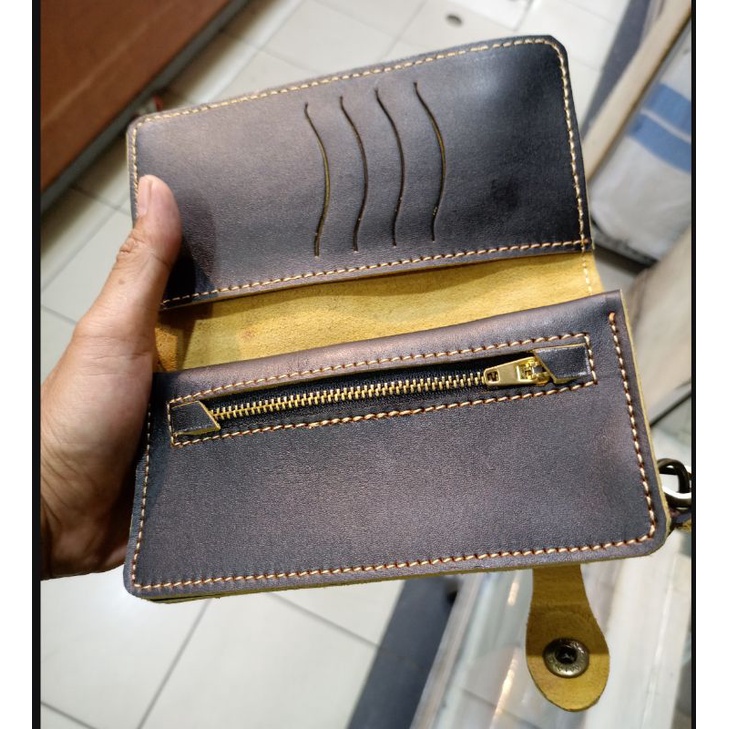 dompet panjang biker kulit asli sapi harley davidson plus tali