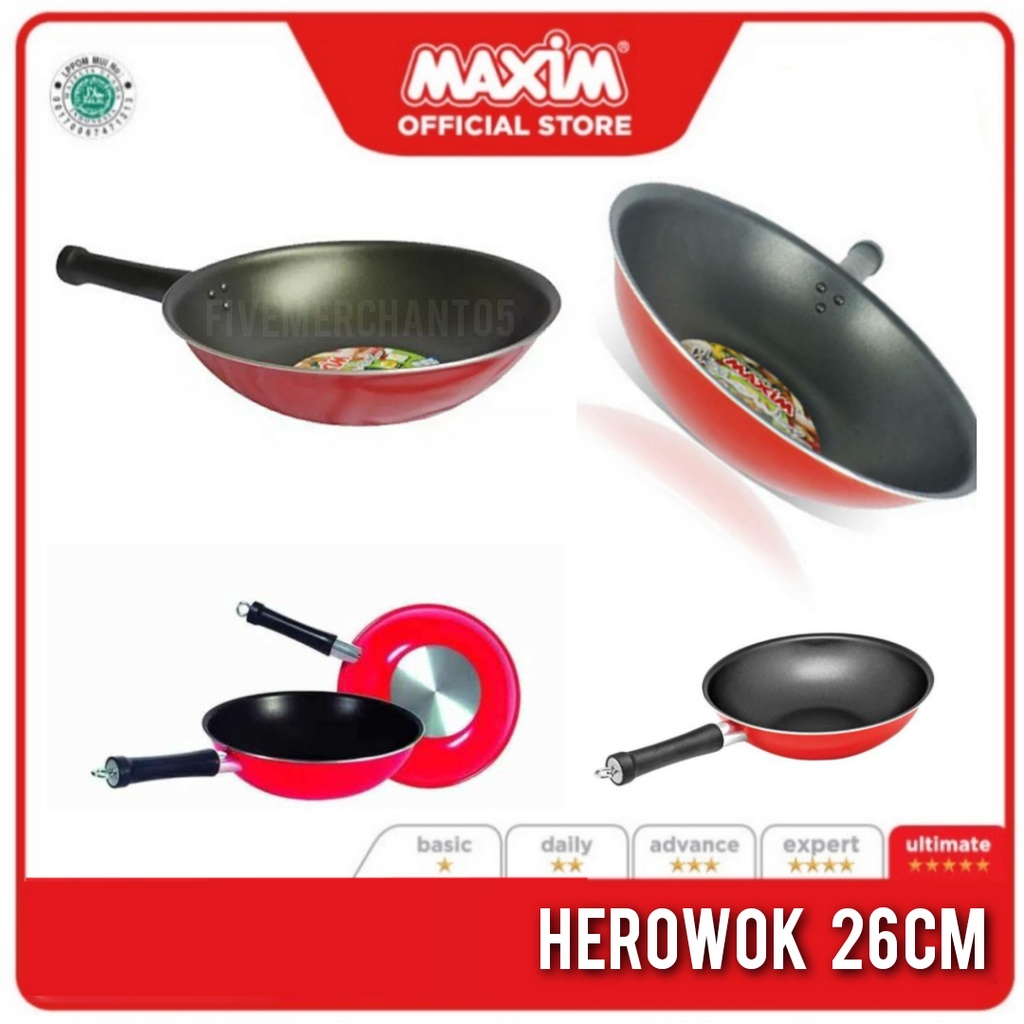 Wajan Maxim Hero Wok 26cm Tefon Maxim Herowok 26cm Penggorengan Maxim Deep Wok Maxim 26 cm