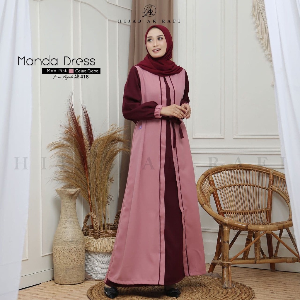 Dress Muslim Arrafi Terbaru Manda Dress Variasi Dress Wudlu Friendly Kombinasi List Warna