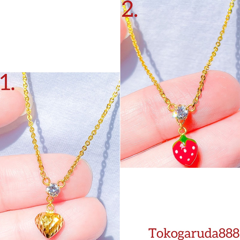 Banyak motif yaa 1-11 Kalung set ANAK emas asli kadar 700 70 16k V Aurel fuji kupu2 bola bunga love permata strawberry stoberi rantai polo mainan liontin boneka hello kitty 1 2 gram tanggung 33 cm