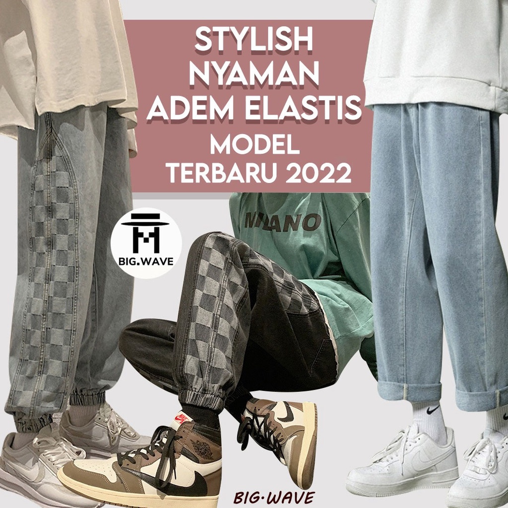 celana korean jeans pria jeans pria loose straight korean style oversize Longgar jens