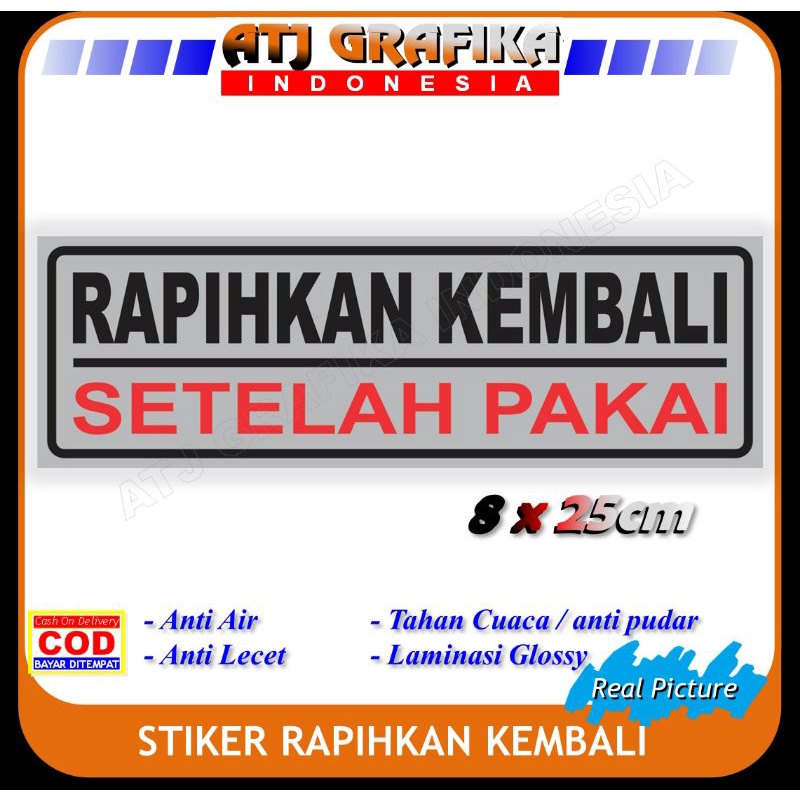 

stiker rapihkan kembali setelah pakai sticker kerapihan barang lemari rak