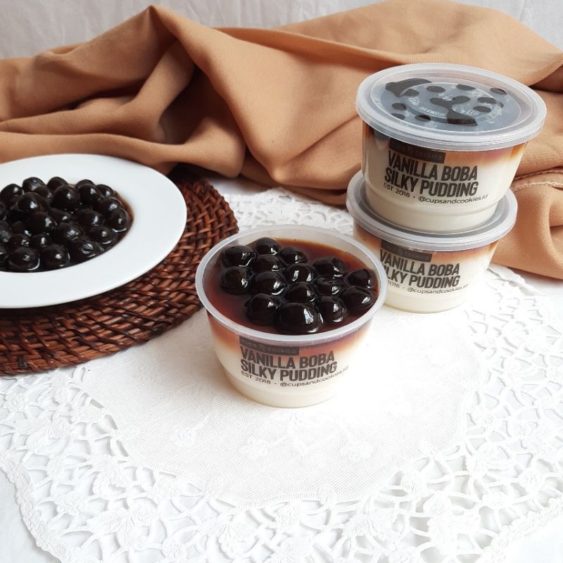 

[Harga 3 Cup] Vanilla Boba Silky Pudding | 100 ml | Cups & Cookies