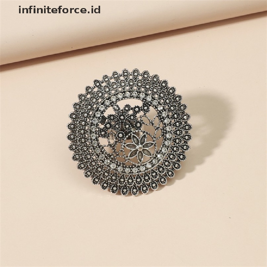 Infiniteforce.id Cincin Lapis Emas Motif Ukir Bunga Gaya Retro Vintage Untuk Wanita