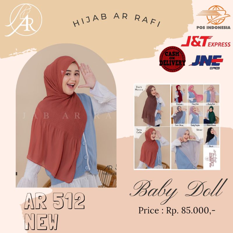 Hijab Jilbab Kerudung Pashmina Plisket Shawl kode AR 512 ARRAFI terbaru terlaris Elzatta Rabbani
