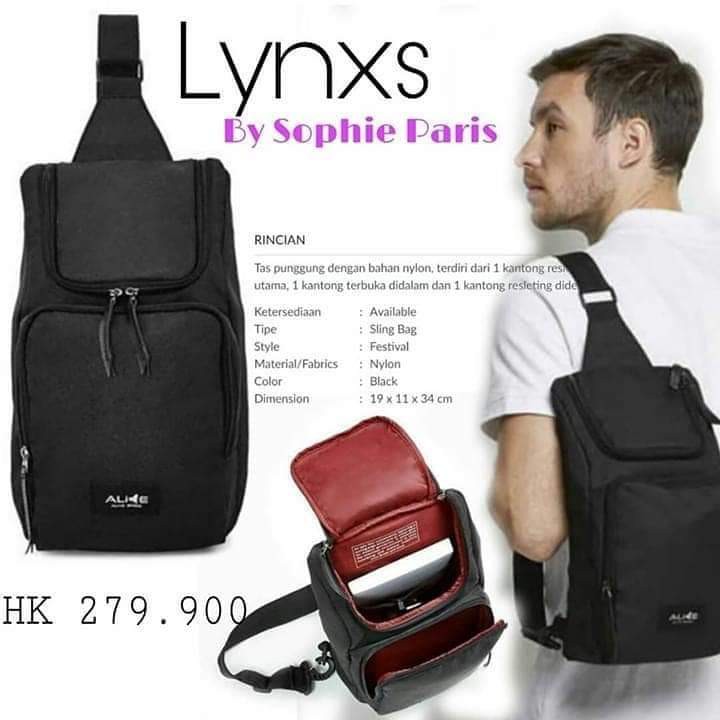 tas selempang cowok lynxs alive sophie paris