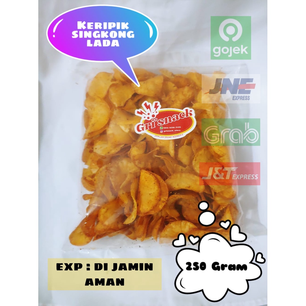 

( GRISNACK ) - CEMILAN / SNACK / MAKANAN RINGAN / KERIPIK SINGKONG LADA 250 GRAM