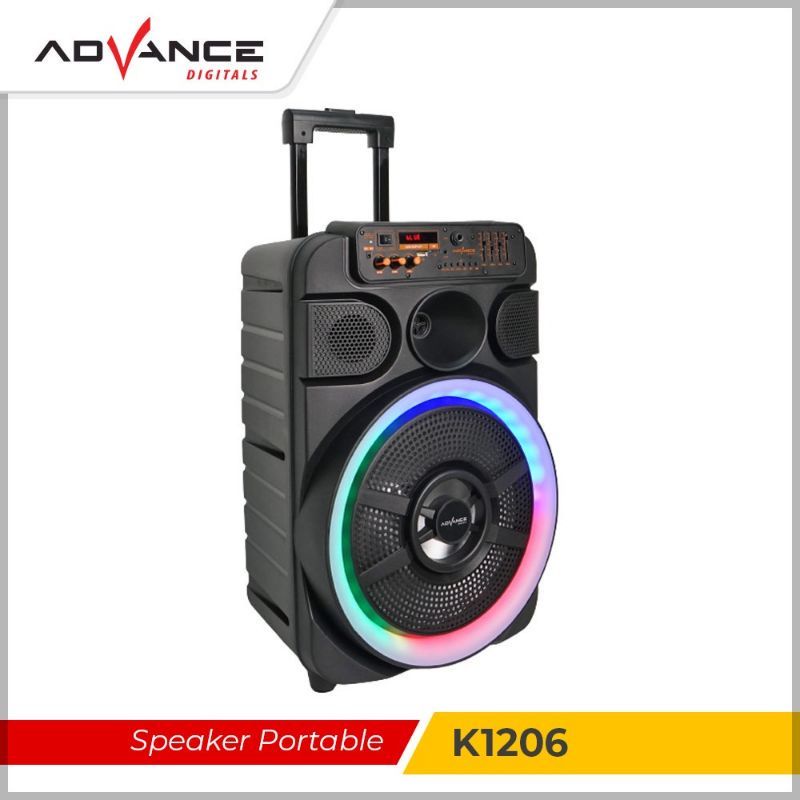 SPEAKER AMPLIMEETING BLUETOOTH ADVANCE K1206 12inch BONUS DOUBLE 2 MIC WIRELESS KARAOKE