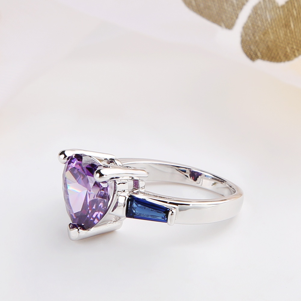 Hu Hu Hu Hu Hu Alat Bantu Pasang Kacamata♡ Cincin Kawin / Tunangan Aksen Batu Permata Imitasi Bentuk Hati Untuk Perhiasan Wanita