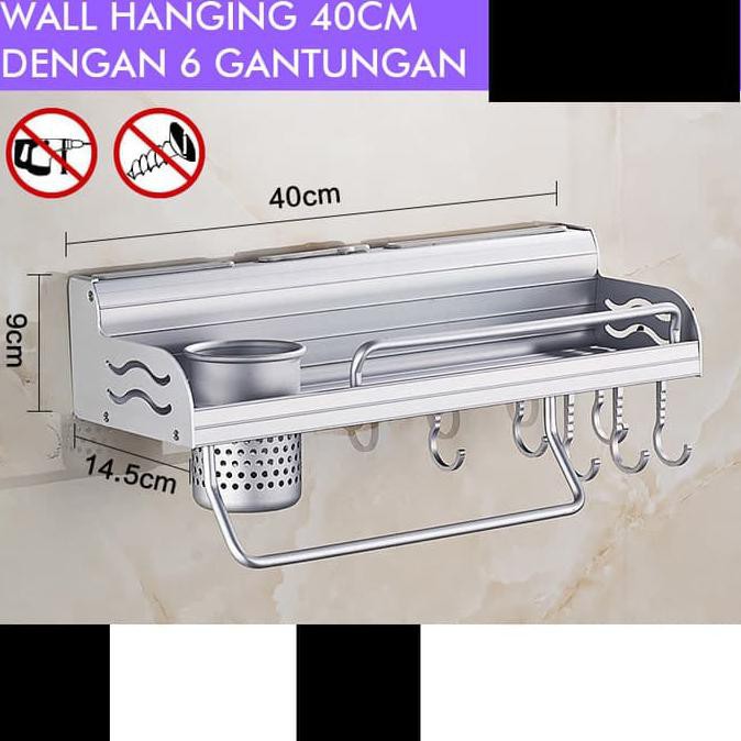 

READY BAYAR DITEMPAT Rak Dinding Dapur Aluminium tempat bumbu pisau alat masak - 02 CUCI GUDANG Kode