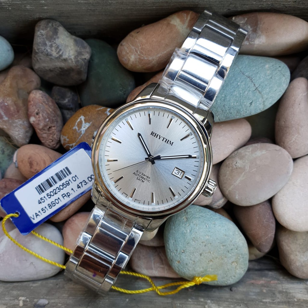 termurah RHYTHM 1518 Original (garansi resmi 1 tahun), automatic, all steel, 41mm include