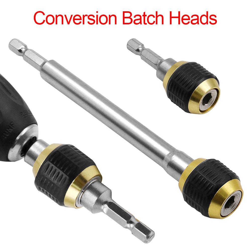 Kepala Batch Konversi SOLIGHTER Perpanjang Self-locking Power Tool Bor Bits Tool Universal Post Hex Shank Connector