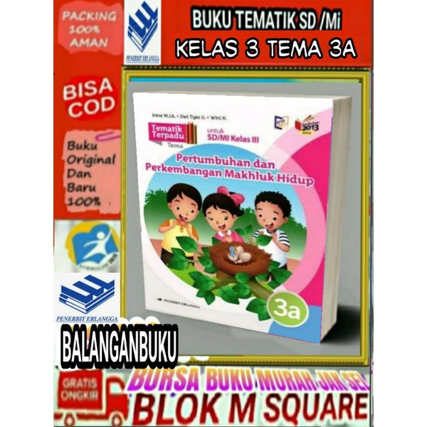 Buku Paket Lengkap Tematik Terpadu SD Kelas 3 Erlangga untuk Setahun 8 Buku