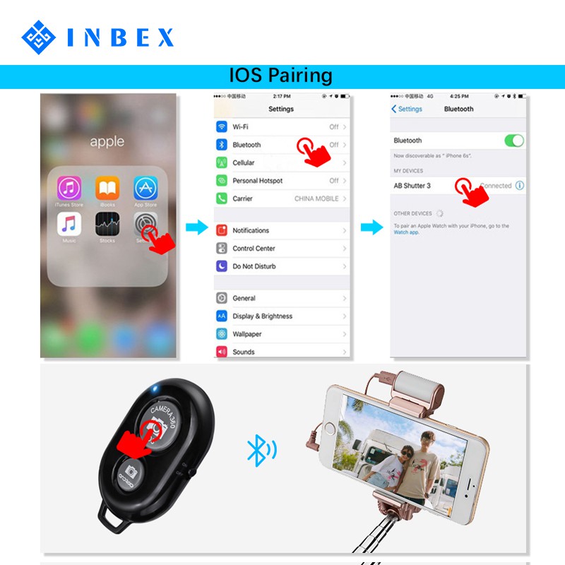 INBEX Bluetooth Remote Control/Remote Selfie Shutter for Android IOS Smartphone/5*3.3*1.05cm-8