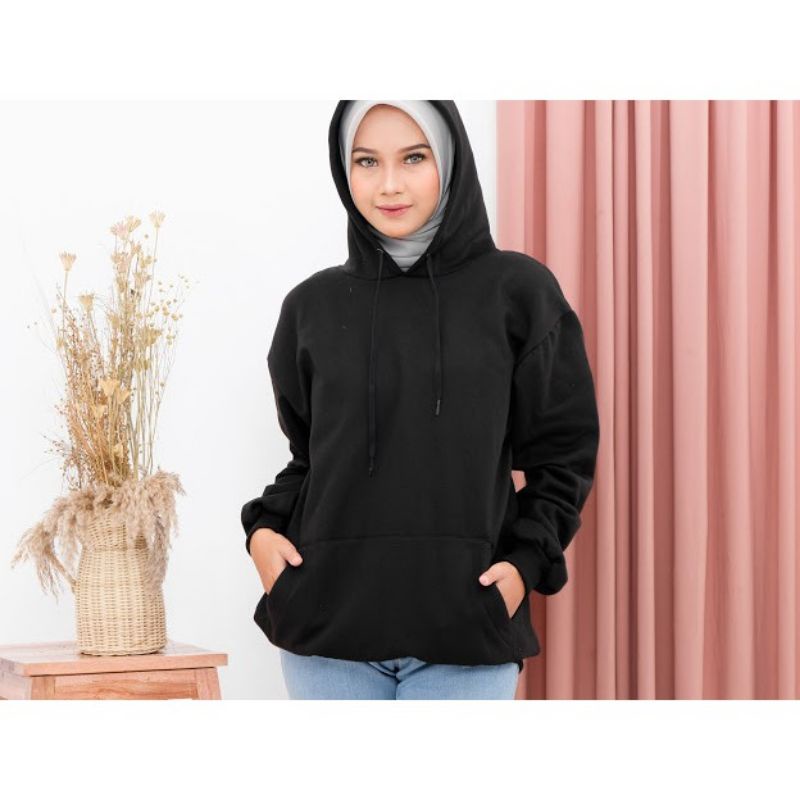 Hoodie Sweater Polos COD Oversize Fleece Tebal Kualitas Premium