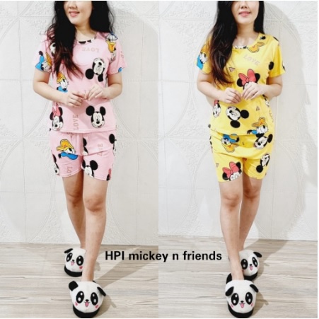 BAJU TIDUR LENGAN PENDEK CELANA PENDEK IMPORT MOTIF MICKEY / BAJU TIDUR IMPORT MURAH