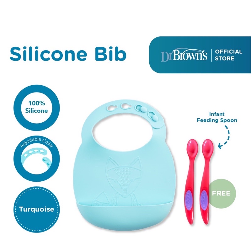 Dr.Brown's Silicone Bib - Slaber bayi/Baby bib