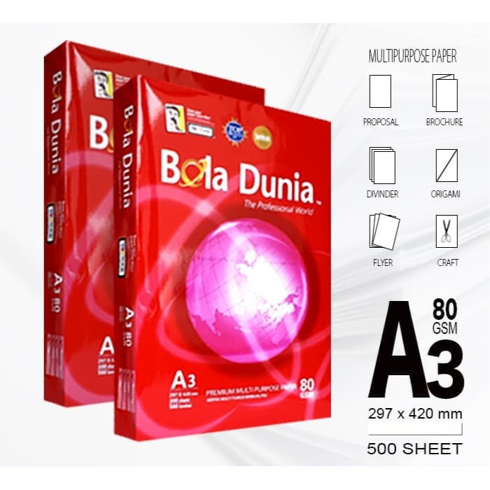 

Bola Dunia Kertas HVS A3 80 gram (isi 500 Lembar)
