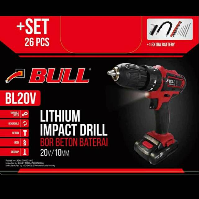 BULL MESIN BOR BATERAI 20V